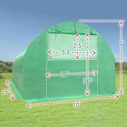 Replacement Greenhouse Cover for Walk in Greenhouse Frame Green House Top Cover (Frame NOT Included) (26 x 10 x 7 ft) - size: 26 x 10 x 7 ft