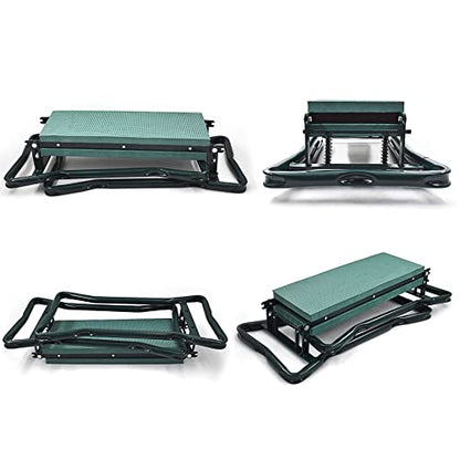 Garden Kneeler Seat Portable Garden Folding Seat EVA Foam Pad with Tool Bag Pouch