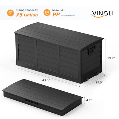 VINGLI 75 Gallon collapsible Outdoor Storage Box - color: Full Black