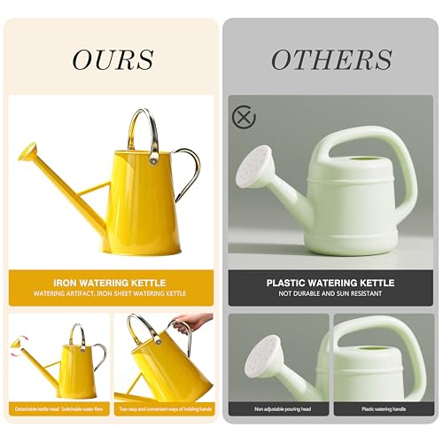 1.5 Gallon Metal Watering Can for Outdoor Plants, Watering Can, Yellow - color: Yellow