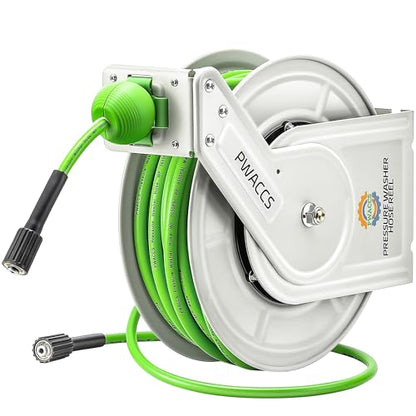 PWACCS Retractable Pressure Washer Hose Reel, 1/4" x 60ft