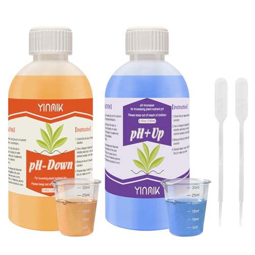 YINMIK General Hydroponic pH Up Down Liquid, pH Control kit Adjust pH Level - color: Orange Blue pH Up Down