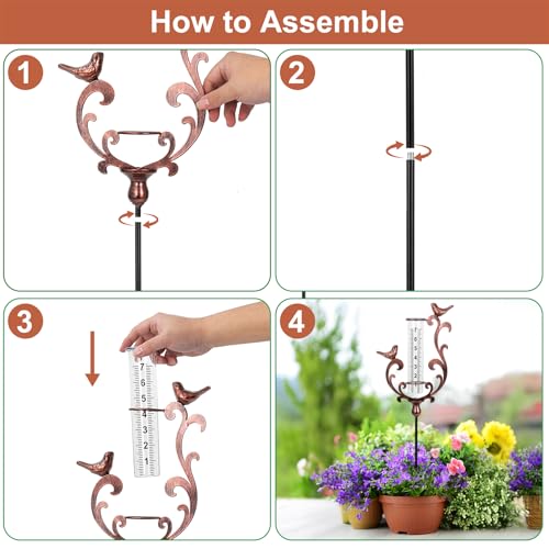 Rain Gauge Outdoor, 39" Cast Iron Bird Rain Gauge Outdoors Best Rated - color: Bronze - Bird