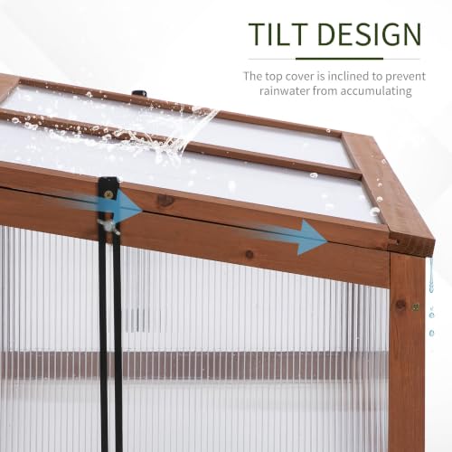 Outsunny Wooden Cold Frame Mini Greenhouse 39" x 26" x 16" Natural