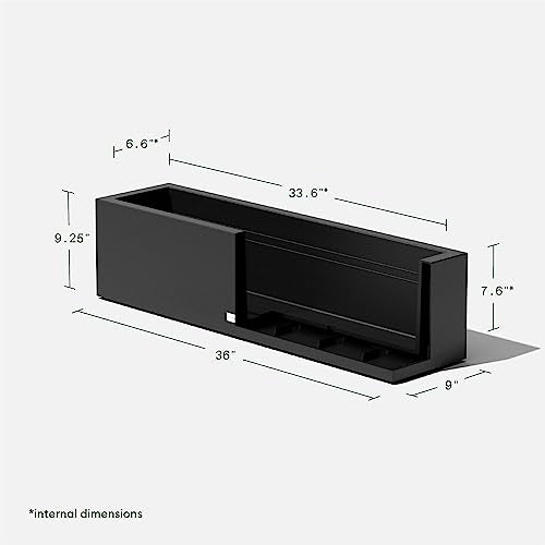 Veradek Block Series Trough Planter - Rectangular Outdoor Window Box - color: Black
