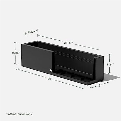 Veradek Block Series Trough Planter - Rectangular Outdoor Window Box - color: Black