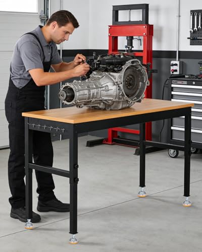72 Inch Adjustable Workbench, 2500 LB Load Capacity - size: 72x24 + Legs