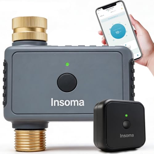 Insoma WiFi Water Timer with Brass Inlet&Outlet, Smart Sprinkler Timer + Auto/Manual/Rain Delay for Garden, Hose Timers with Hub, Up to 20 Watering Plans, APP & Voice Control, Compatible with Alexa - size: 1 Zone-WiFi-Brass Value