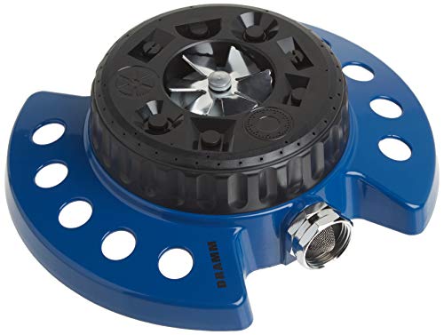 Dramm 15025 ColorStorm 9-Pattern Turret Sprinkler with Heavy-Duty Metal Base, Blue - color: Blue, style: Turret Sprinkler