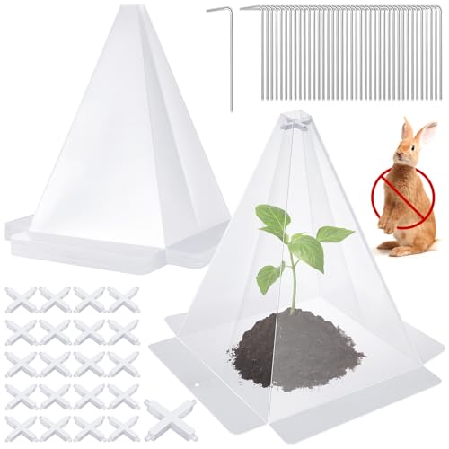 Reusable Plastic Garden Cloches, 7.8" x 11" Mini Greenhouse, 1.2mm Thick Clear Bell Covers with Metal Stakes Against Sun, Frost, Snails, Plant Protector (20pcs-Clear) - size: 20pcs-clear
