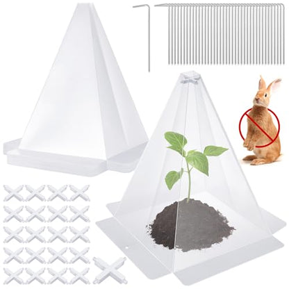 Reusable Plastic Garden Cloches, 7.8" x 11" Mini Greenhouse, 1.2mm Thick Clear Bell Covers with Metal Stakes Against Sun, Frost, Snails, Plant Protector (20pcs-Clear) - size: 20pcs-clear