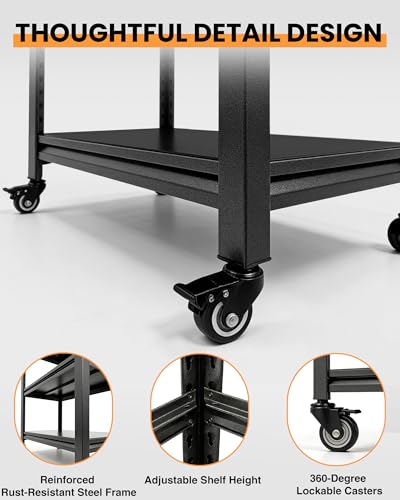 Pterying 52" Mobile Garage Work Bench Table, Lockable Wheels, Pegboard