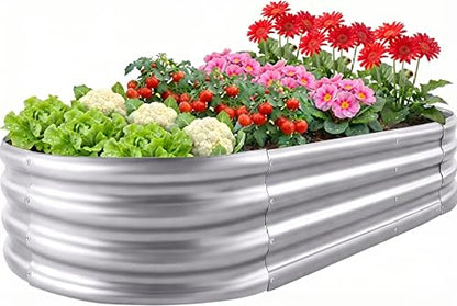 1Pcs Galvanized Raised Garden Bed 4x2x1 FT Metal Planter Box Silver - color: Silver, size: 4x2x1FT