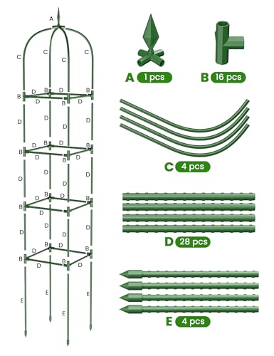 Trellis for Climbing Plants Outdoor, 6FT Garden Obelisk Rustproof PE Coated Metal Potted Plant Climbing Support, Thickened Tube Plant Tower Trellis for Clematis Vine Support Indoor (1 Pack) - size: 1 Pcs(6 FT)