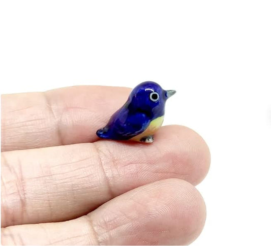 Bird Micro Tiny Dollhouse Figurines Hand Painted Ceramic Animals Collectible Gift Home Garden Décor (Blue Bird) - style: Blue Bird