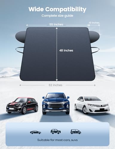 Lamicall Windshield Cover for Ice Snow, Magnetic 1S Snow Remove, Waterproof
