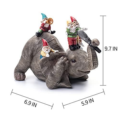 Elephant Dwarf Garden Statue Garden Gnomes Outdoor Funny Garden Gnomes Yard Ornaments Lawn Ornaments Home Gift for Women and Mother's Day 7.0 inch