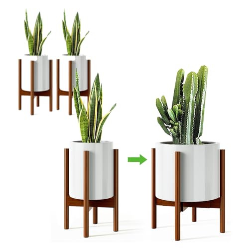 MUDEELA Plant Stand for Indoor, Bamboo Material, Dark Brown, 14.5 Inch Tall - color: Dark Brown, size: 2 Pack - 14.5 Inch Tall