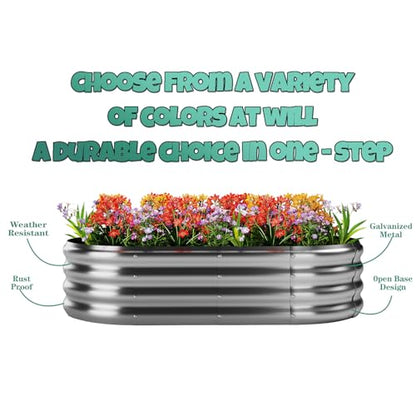 ZFHgarden Metal Planter Garden Flower Bed Raised Beds for Gardening Galvanized 4x2x1ft Galvanized Garden Bed - color: Green, size: 4x2x1FT（1pcs）