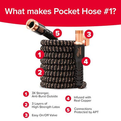 Pocket Hose 100 FT Copper Bullet Hose, 10-Pattern, 650psi - size: 100 Ft