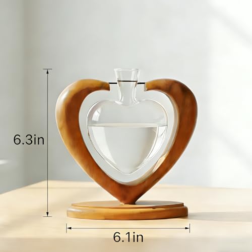 Plant Propagation Station, Heart Glass Vase, Solid Wooden Stand - color: 1 Pack