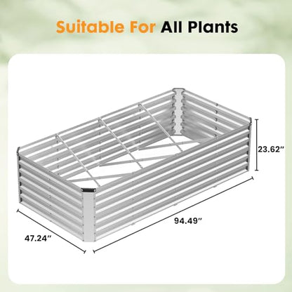 DUMOS Galvanized Raised Garden Bed Outdoor, Planter Box, 8x4x2ft - color: Silver, size: 8×4×2ft