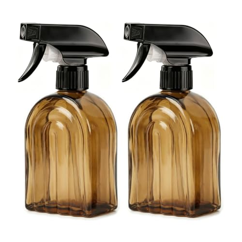Amber Glass Plant Mister Spray Bottles, 13.5oz Adjustable Nozzle, 2 Pack - color: Amber-1