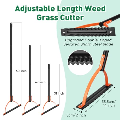 BlumWay 60 INCH Weed Grass Cutter, Double-Edged Serrated Sharp Steel Blade