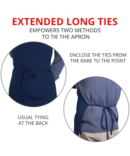 Utopia Kitchen Bib Aprons 2 Pack Adjustable With 2 Pockets - color: Navy