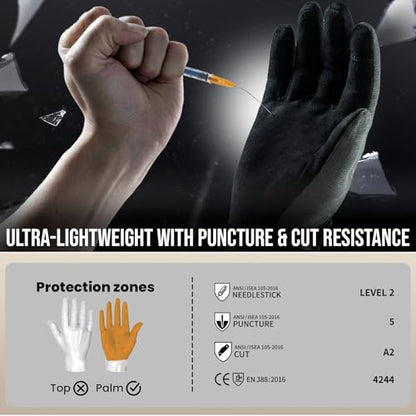 TAILI 2 Pairs Level 5 Puncture Resistant, Level 2 Needle Resistant Gloves L - size: Large