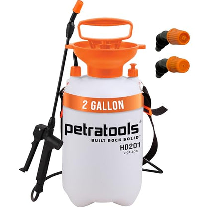 PetraTools HD201 Garden Pump Sprayer 2 Gallon, 52-in Long Hose & 2 Nozzles - size: 2 Gallon