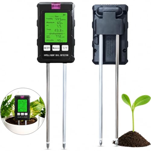 6 in 1 soil Moisture Sunlight Ph Meter .1pc for Temperature, Humidity, Soil Fertility .Garden Plants Flowers Sensor