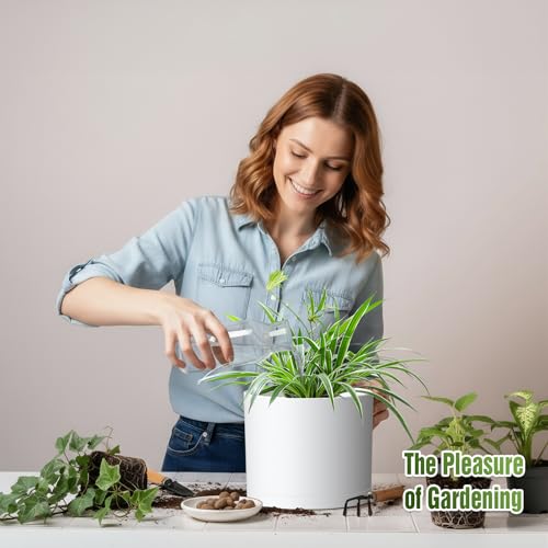 10/9/8 Inch Plant Pots 3 Pack, with Drainage Hole & Saucers - color: Matte White