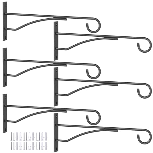 Eyrosa 8" Plant Hangers Hanging Hooks Minimalist 6 Pack, Black - color: Black