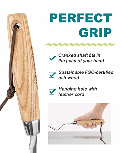 Dandelion & Crack Hand Weeder Puller with Solid Wood Handle - size: Weed Root Puller