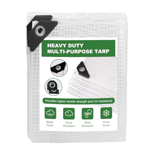 18 Mil Greenhouse Cover, 14x18 FT Clear Heavy Duty Greenhouse Tarp, UV Resistant Waterproof Green House Plastic Covering with Grommets for Garden, Farms, Nursery - size: Clear White 14FTx18FT