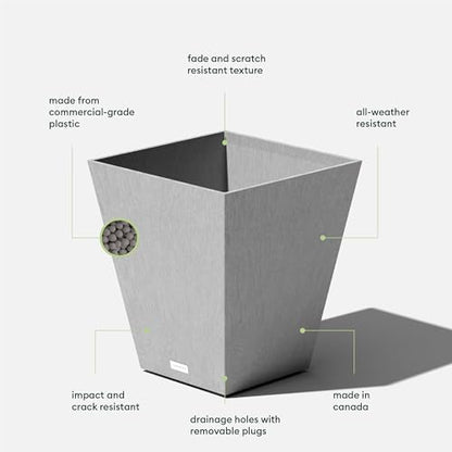 Veradek Pure Series Nobleton Planter - Tapered Square Outdoor Planter - color: Gray, size: 18 inch