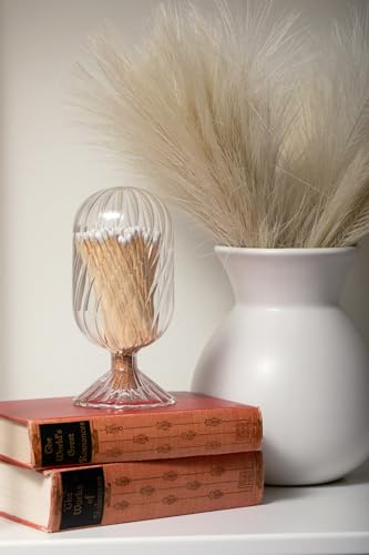 Premium Helix Glass Cloche - Matches In a Jar With Striker. - color: White Matches