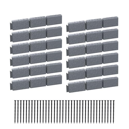 AGTEK Garden Edging 16FT Landscape Edging Kit 2.75 Inch Height Decorative Garden Border No Dig Lawn Border for Yard Flower Bed with 26 Stakes, Grey - color: Greystone