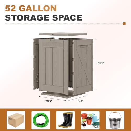 JUMMICO 52 Gallon Resin Package Delivery Box Lockable&Waterproof - color: Light Brown