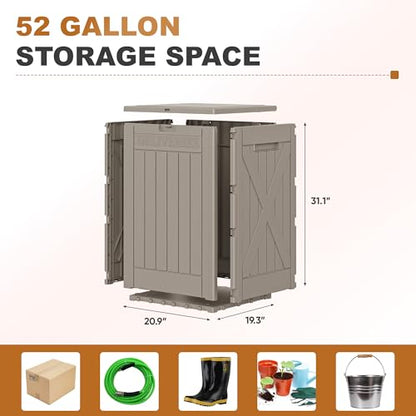 JUMMICO 52 Gallon Resin Package Delivery Box Lockable&Waterproof - color: Light Brown