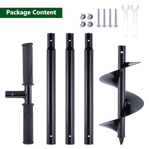 Post Hole Digger Manual 6" x 41" Garden Auger Spiral Drill with T Shaped Handle for Digging Planting Bulb Bedding
