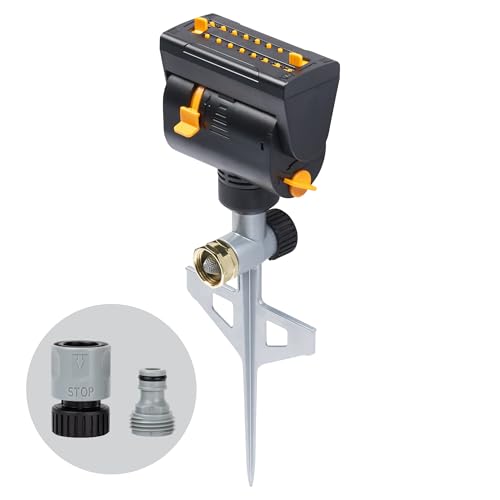 Melnor MiniMax Spike Sprinkler, 4000 Sq Ft: 360°, Flow, Width, Range Adjust - style: QuickConnect Set