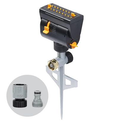 Melnor MiniMax Spike Sprinkler, 4000 Sq Ft: 360°, Flow, Width, Range Adjust - style: QuickConnect Set
