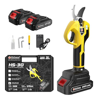 HOBUZA 21V Brushless Pruning Shears LCD Cordless Electric Garden Trimmer - color: Yellow