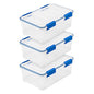 IRIS USA 3-Pack 16 Qt Storage Bins with Gasket Lids, Clear/Blue - size: 16 Qt. - 3 Pack