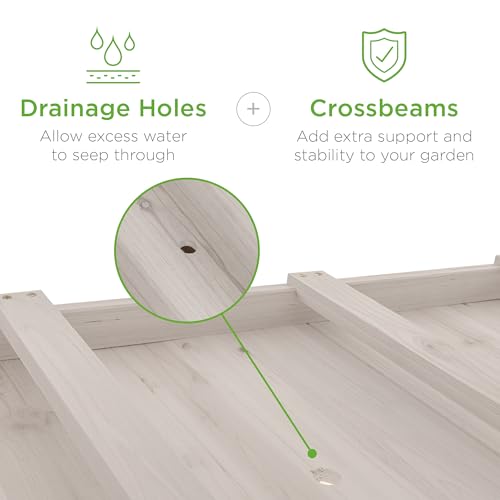 Best Choice Products Raised Garden Bed 48x24x32-inch Mobile Elevated Wood Planter w/Lockable Wheels, Storage Shelf, Protective Liner - White - color: White