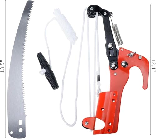 Extendable Tree Pruner Saw,High-Altitude Branches Trimmer Pruning Shears Head,Fruit Picker Harvester Clipper Pruning Tool for Plant Garden(Without Pole)