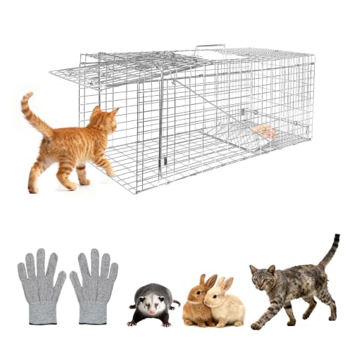 Humane Live Animal Trap Cage 26" × 9" × 10",Heavy-Duty Live Catch Cage for Raccoon, Squirrel, Stray Cats, Groundhogs, Armadillos, Opossums, Rabbits, Skunk, Mole, Small Wildlife Control - size: 26"×9"×10"