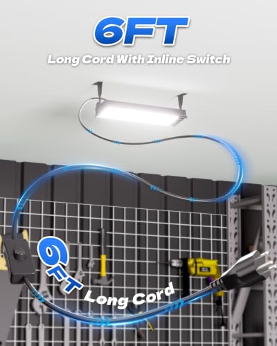 2 Pack LED Shop Lights, 100W 14000LM 6000K Plug in Garage Light Waterproof - size: 2 Piece